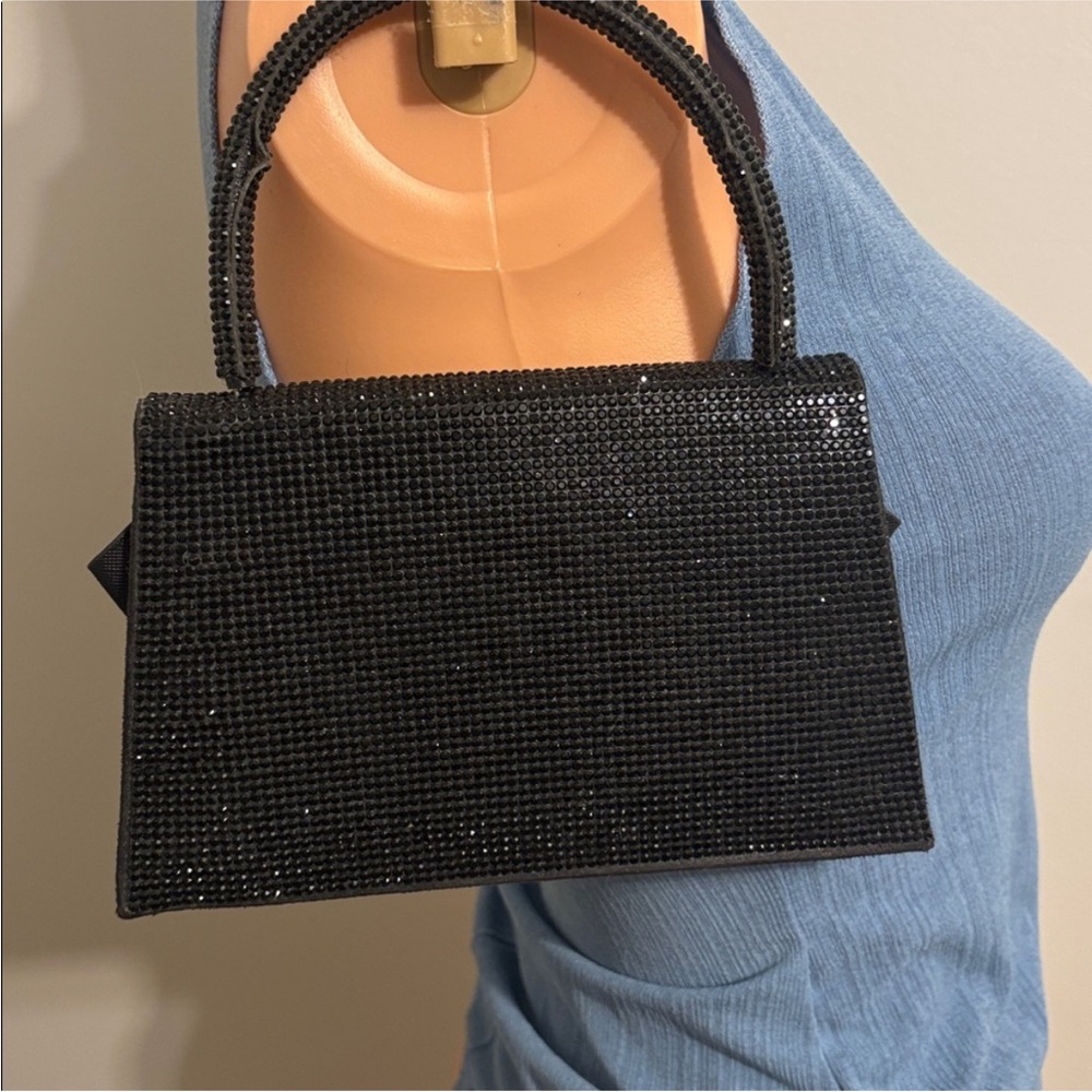 bebe Sparkling Black Rhinestone Clutch - Picture 3 of 6
